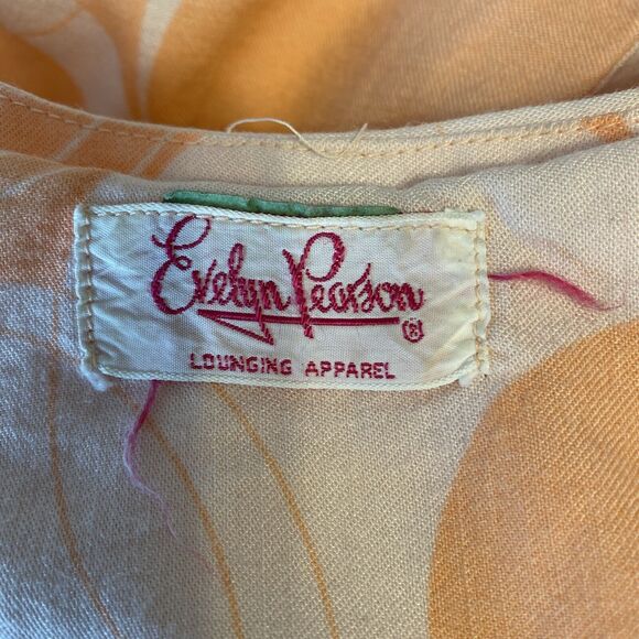 Evelyn Pearson Vintage 60s Ruffle Front Lounge Jumpsuit Size S Peach Wide Leg - Picture 10 of 10